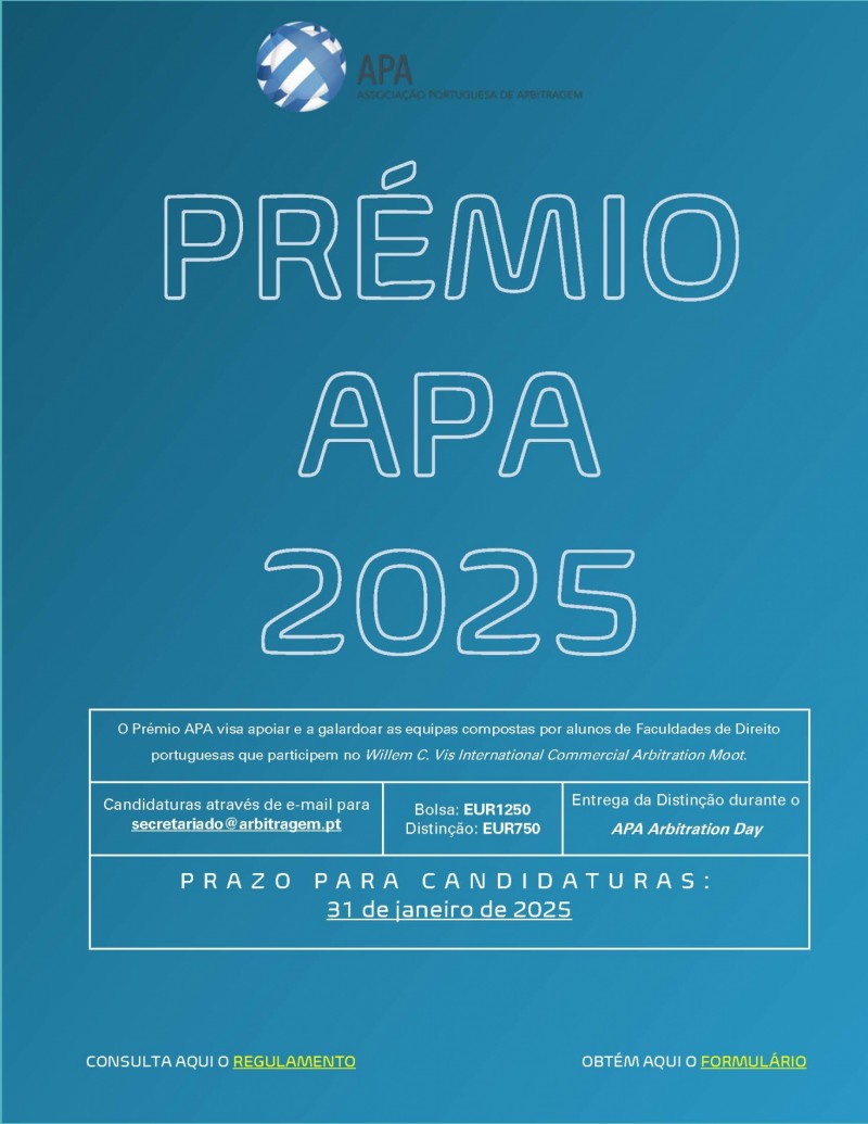 Associação Portuguesa de Arbitragem promove Edição 2025 do Prémio APA